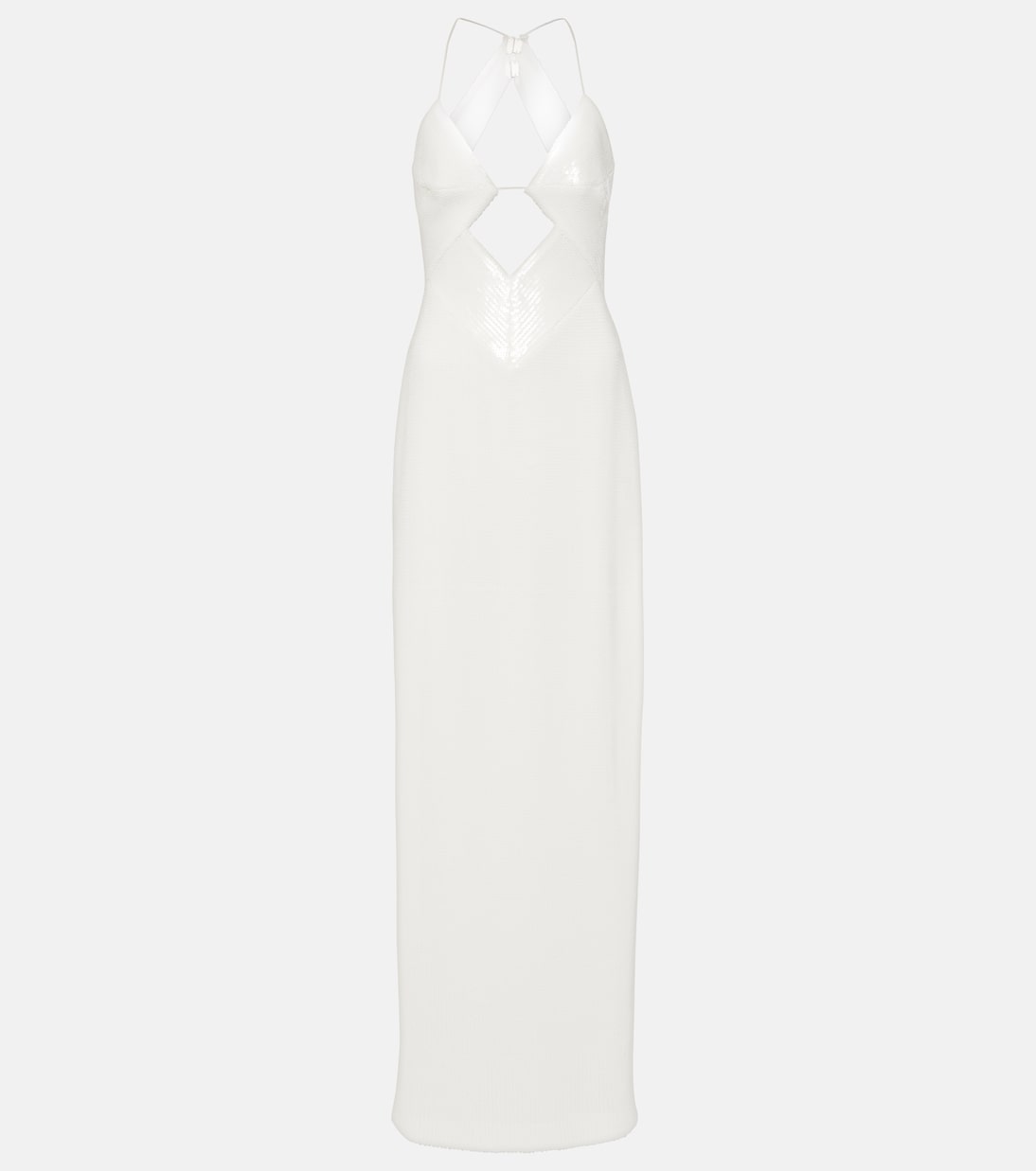 

Свадебное платье с бретелькой через шею, расшитое пайетками Galvan, Off-White