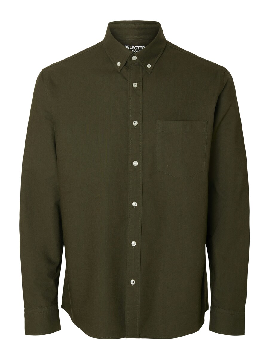 

Рубашка на пуговицах классического кроя SELECTED SLHRICK, оливковый
