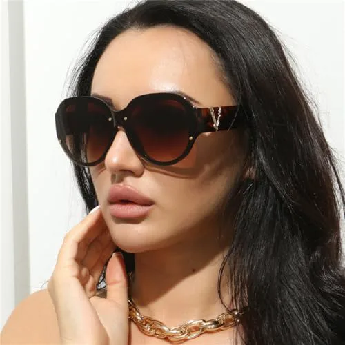 

Солнцезащитные очки в овальной оправе V-образной формы 2027 года для женщин и мужчин, с большой защитой от УФ-излучения, винтажные мужские и женские очки MTZJH, Grey