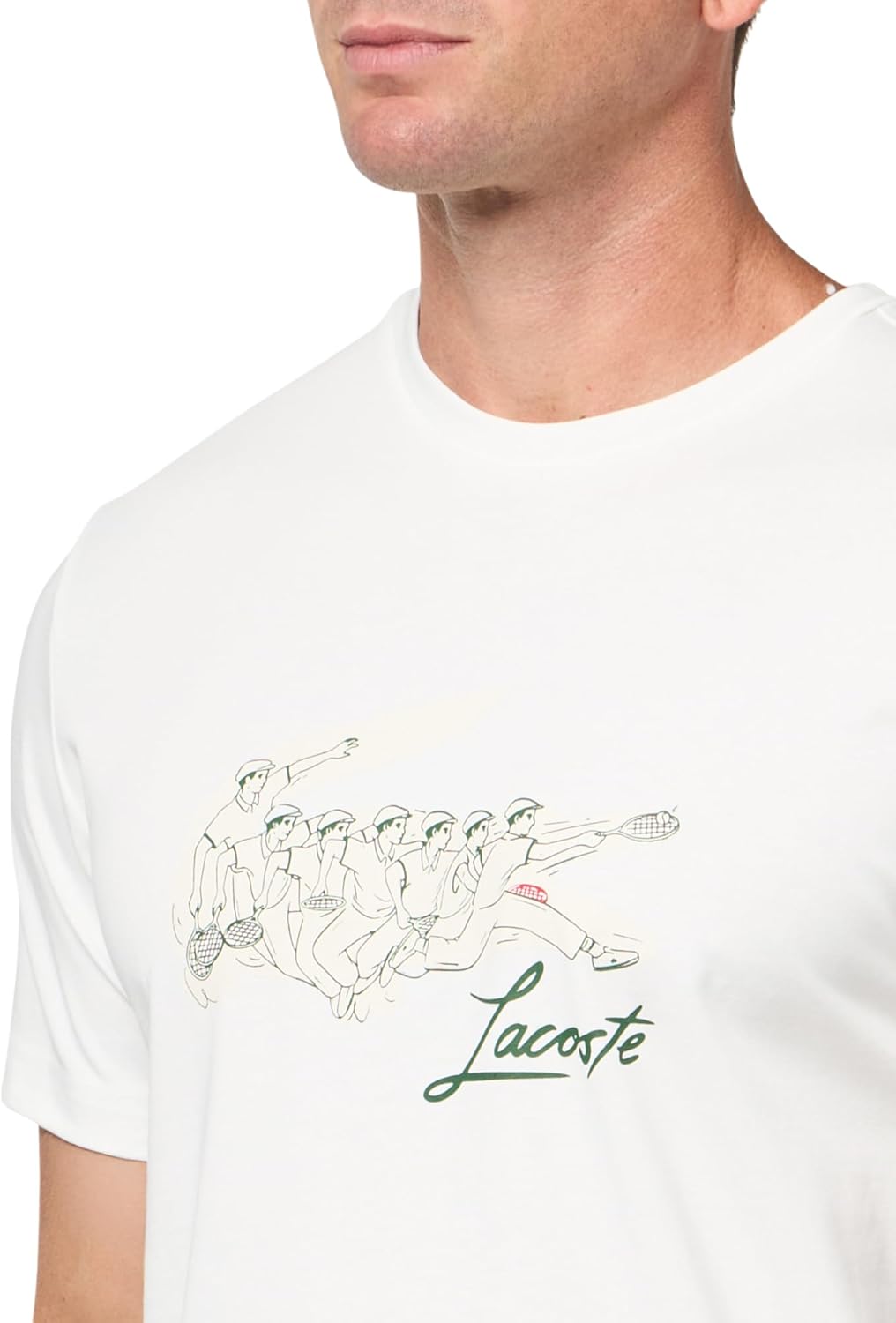 Мужская спортивная футболка Lacoste René Print Tennis Heritage, Flour/Flour — фото 3
