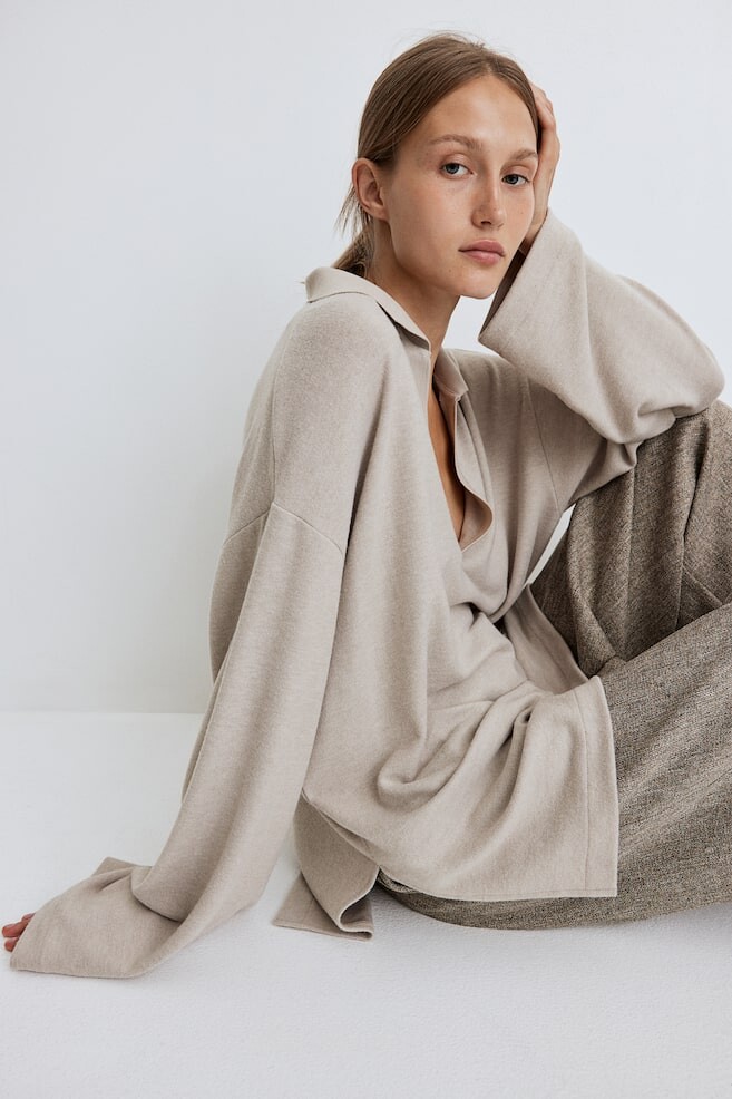 

Рубашка с воротником H&M, бежевый