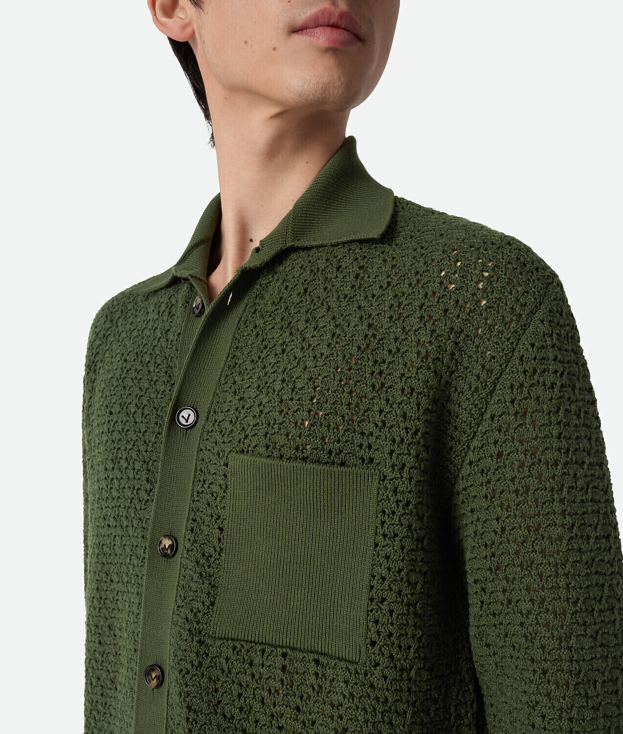 Cotton crochet knit shirt BOTTEGA VENETA, куст — фото 4