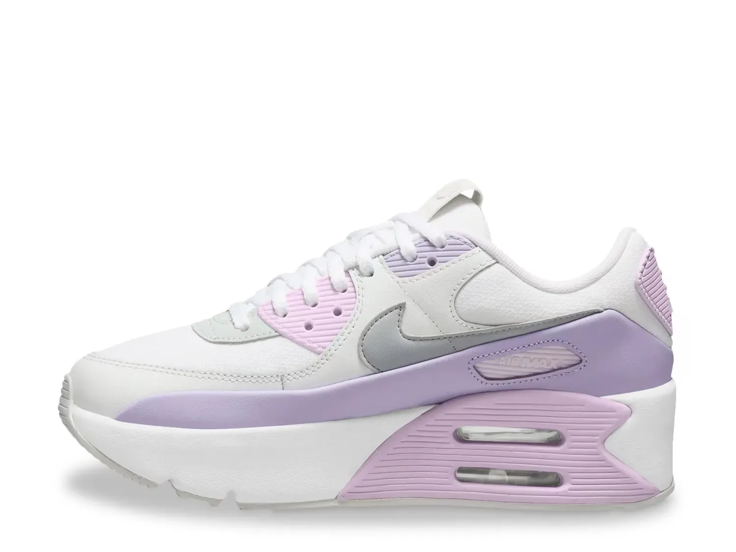 Кроссовки Air Max 90 LV8 Platform - женские Nike, White/Purple — фото 2
