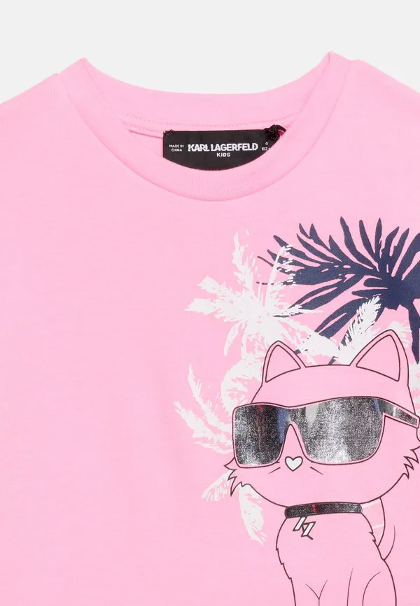 Футболка с принтом Karl Lagerfeld Kids, Pink — фото 4