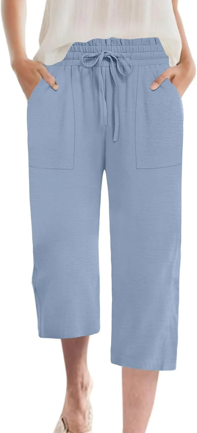 

Женские капри с высокой талией и широкими штанинами MLXSJ