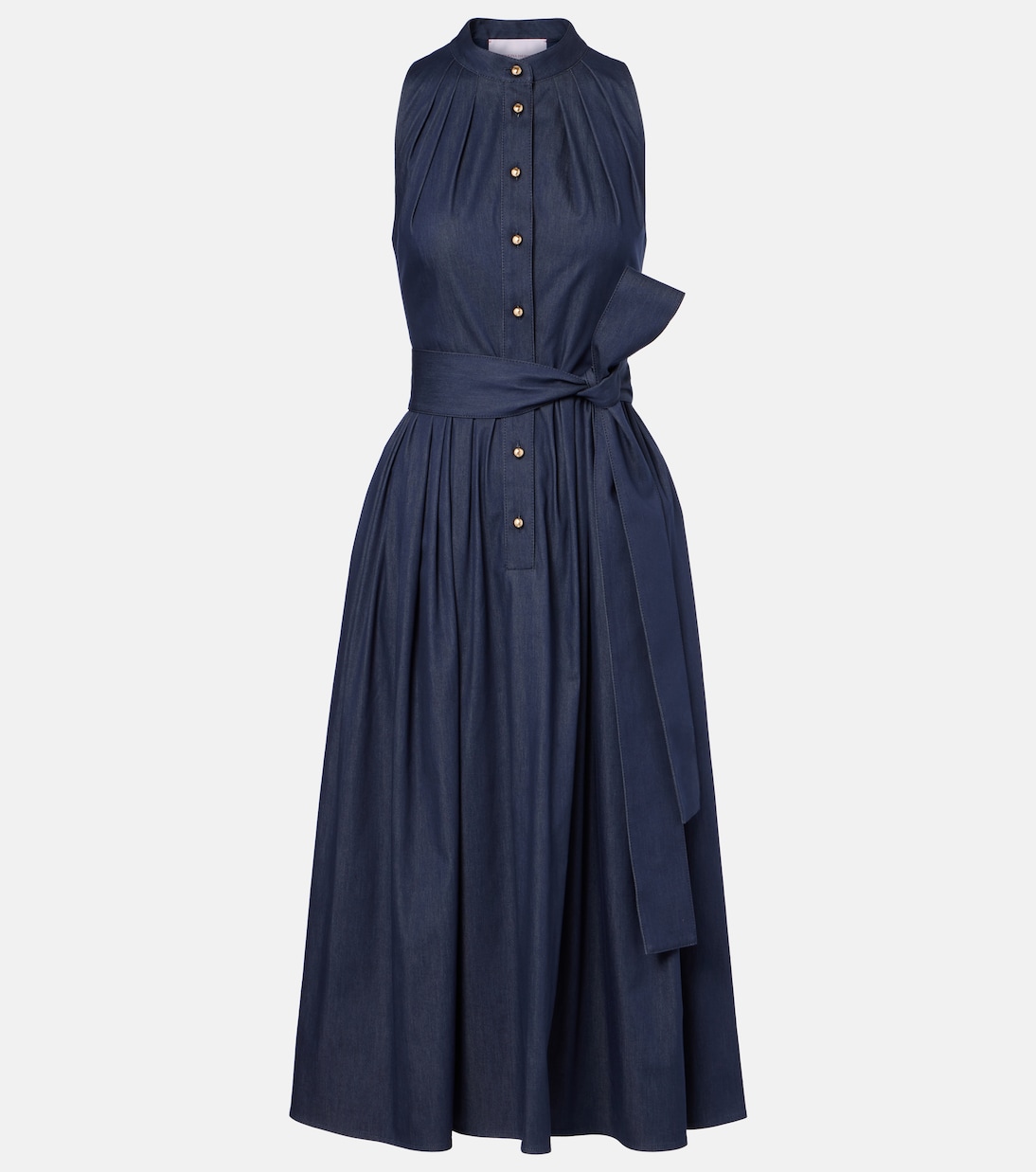 

Платье миди из смесового хлопка со сборками Carolina Herrera, Dark Navy