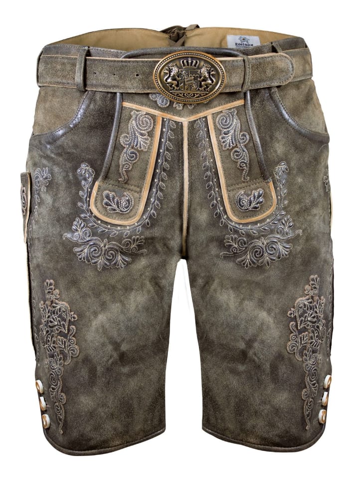 

Edelnice Короткие кожаные брюки из замши цвета дикой оленьей кожи, цвет «Марсель»