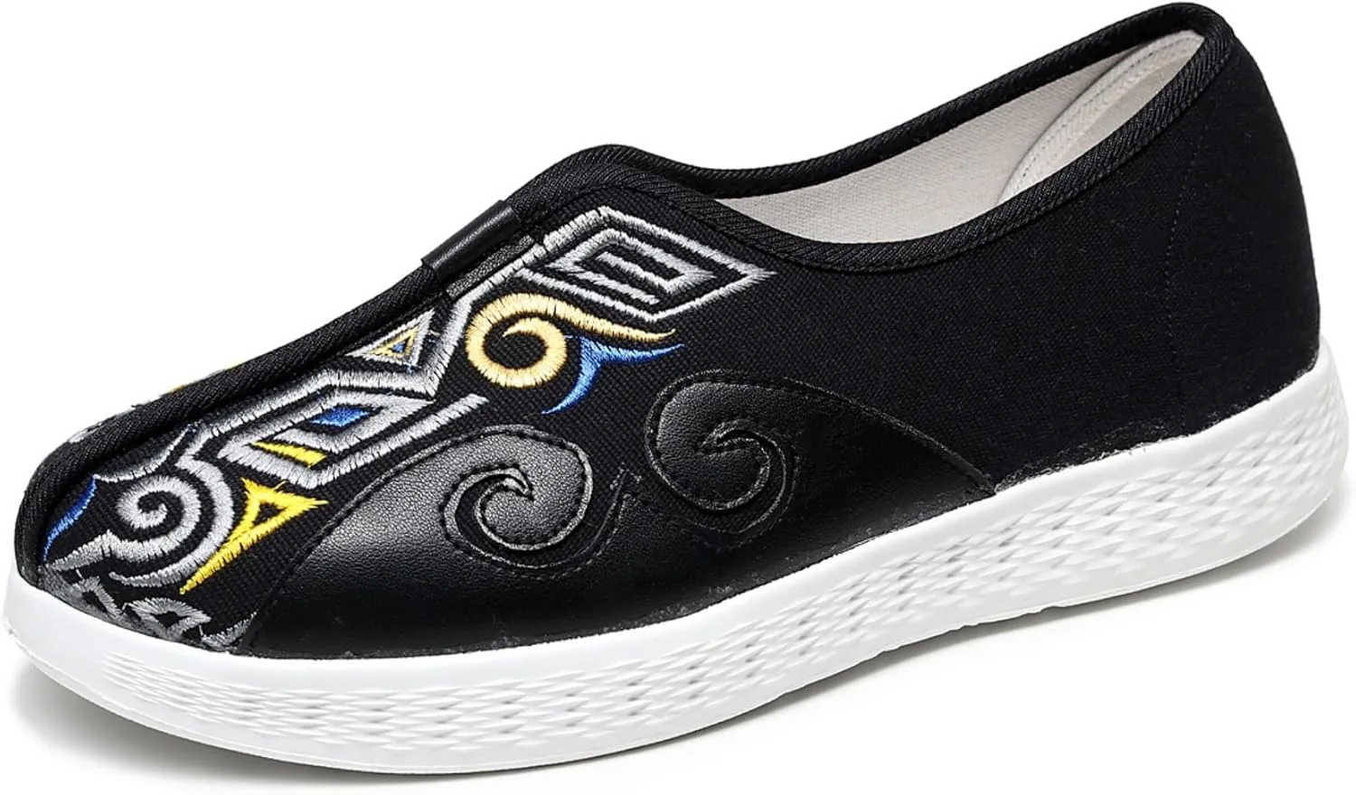 

Вышитые традиционные китайские слипоны-лоферы с драконом для мужчин из канваса - удобная и стильная повседневная обувь для ходьбы с противоскользящей резиновой подошвой, идеально подходит для ежедневной носки, обувь для кунг-фу WEALTHKING, черны...