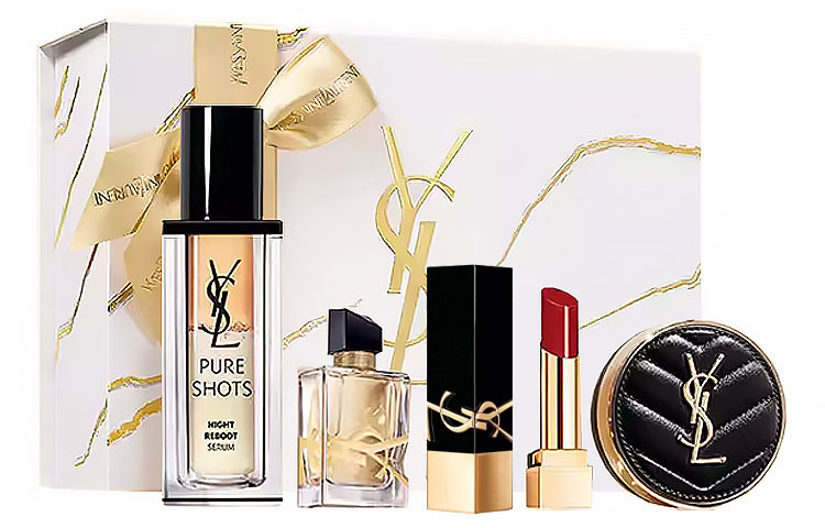 

Night Queen 2 Limited Edition Serums Box Skincare Sets Осветляющий, Увлажняющий и Питающий SAINT LAURENT, queen of the синий serums 30ml+libre eau de toilette version 7.5ml+черный золотой tube lipstick #19710.8g+leather cushion #b205g