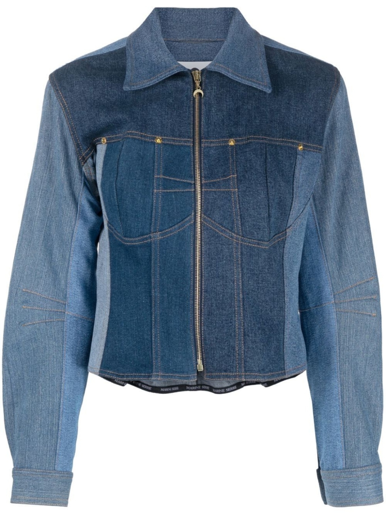 

Marine Serre panelled denim jacket, синий