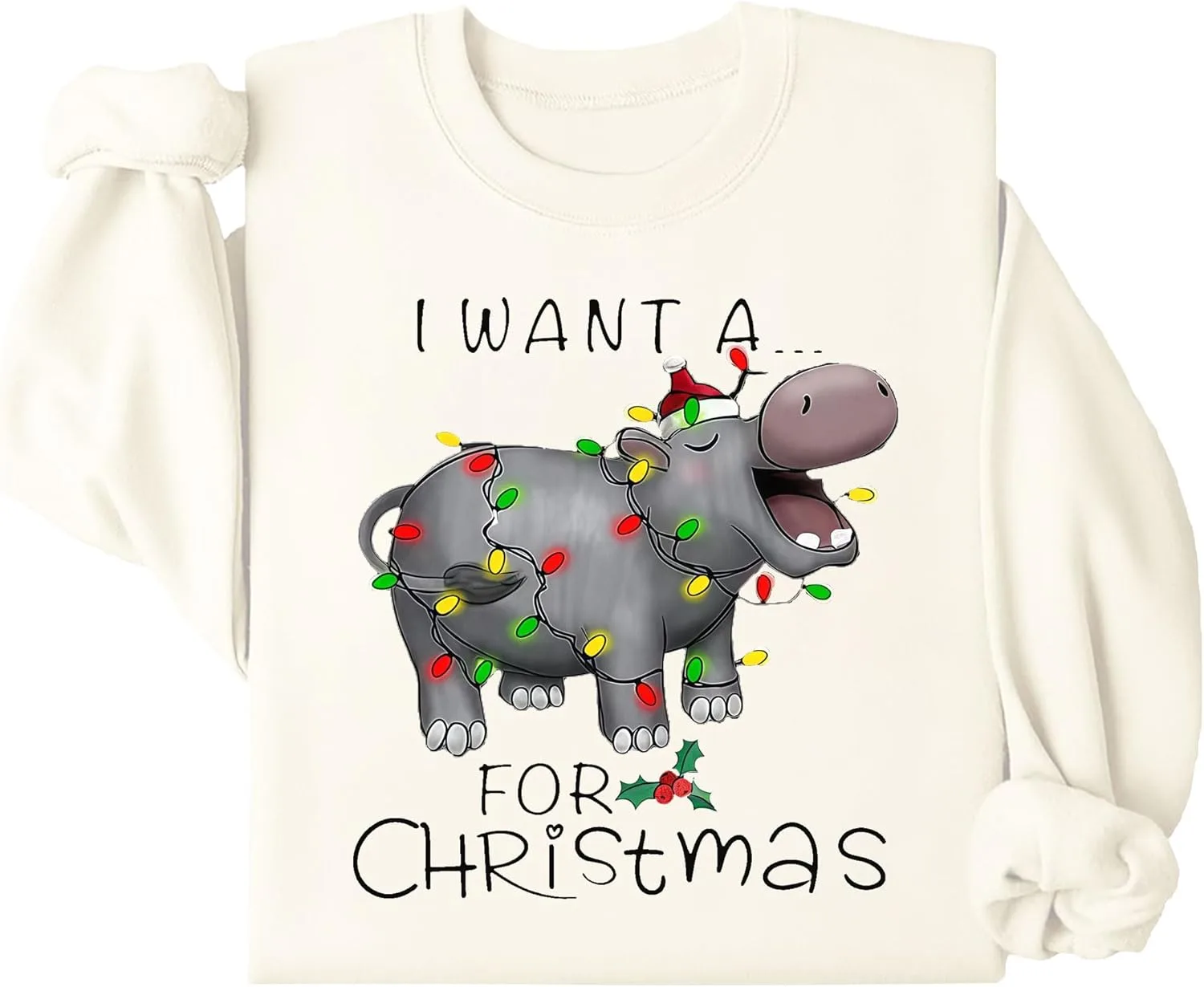 

Свитшот с гиппопотамом на Рождество