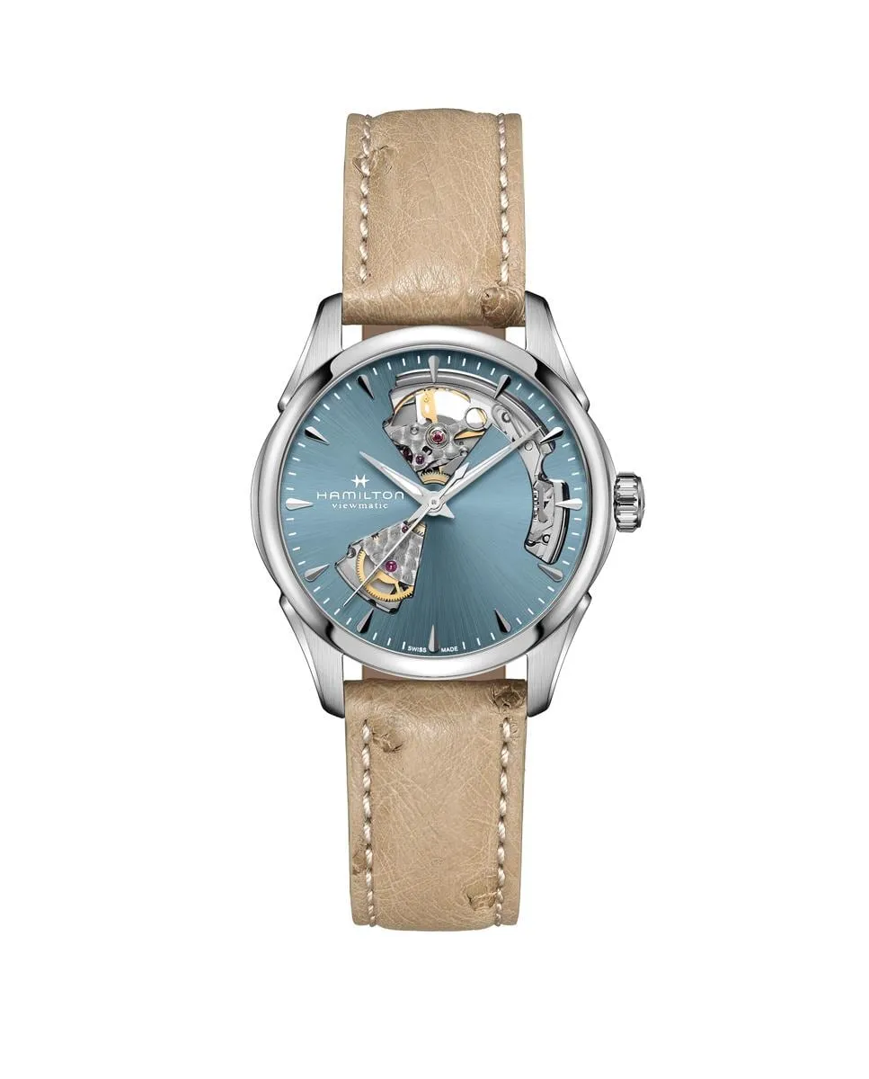 

Jazzmaster Open Heart 36 мм автоматические женские часы H32215840 с кожаным ремешком Hamilton, коричневый