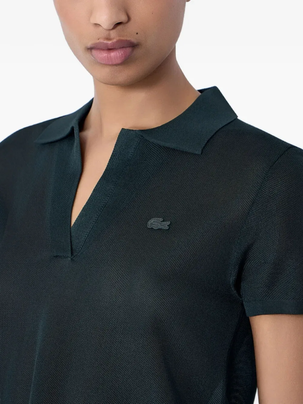 Футболка Lacoste вязаная с планкой, зеленая — фото 4