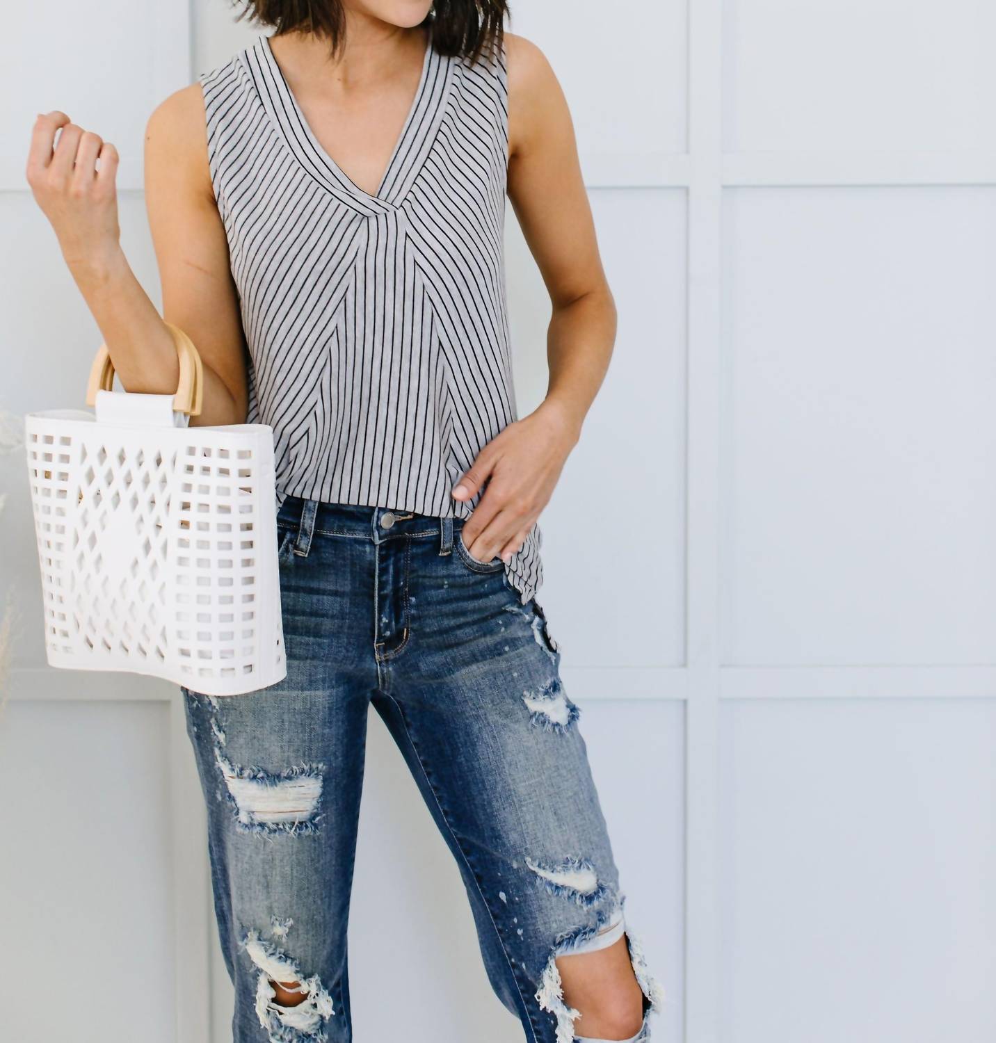 

Топ All The Right Angles в цвете Heather Grey White Birch