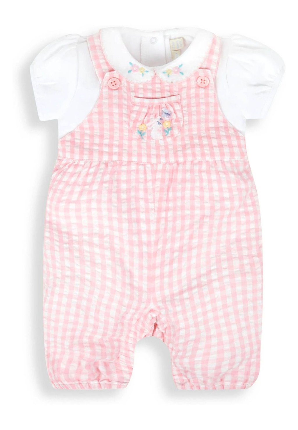 

Комбинезон 2-PIECE GINGHAM BUNNY EMBROIDERED PETER PAN SET JoJo Maman Bébé, цвет pink