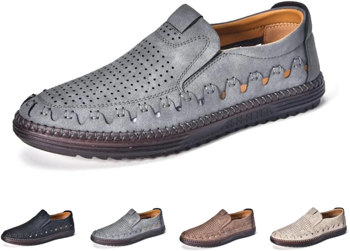Мокасины мужские кожаные перфорированные на мягкой подошве, Grey Cibenf