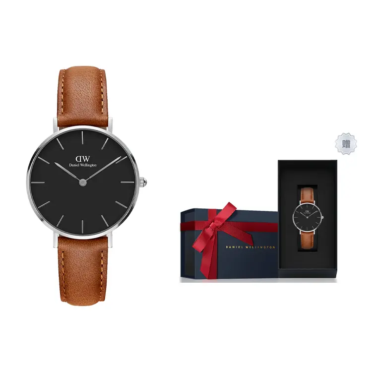 

DW/DanielWellington Часы Daniel Wellington Wrist Watch Quartz Movement Leather Strap 32mm Black Dial Women's Watch, Custom Box