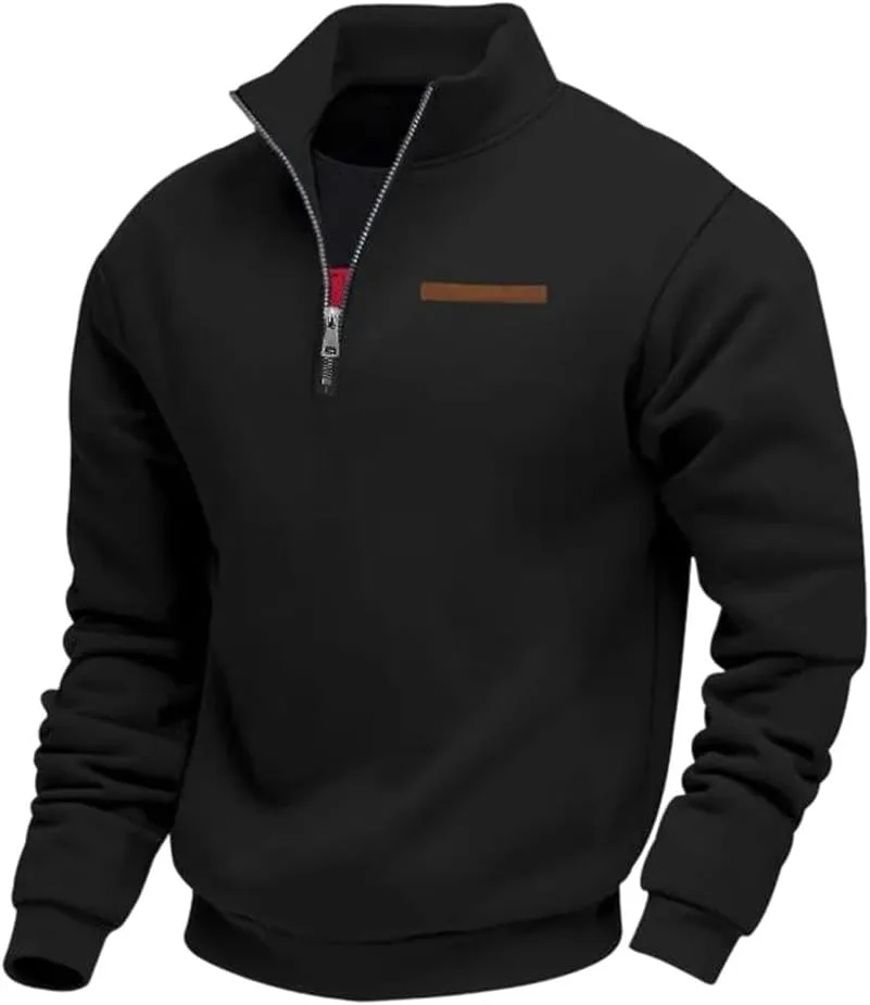 

Мужской свитер в американском стиле с полумолнией и стойкой