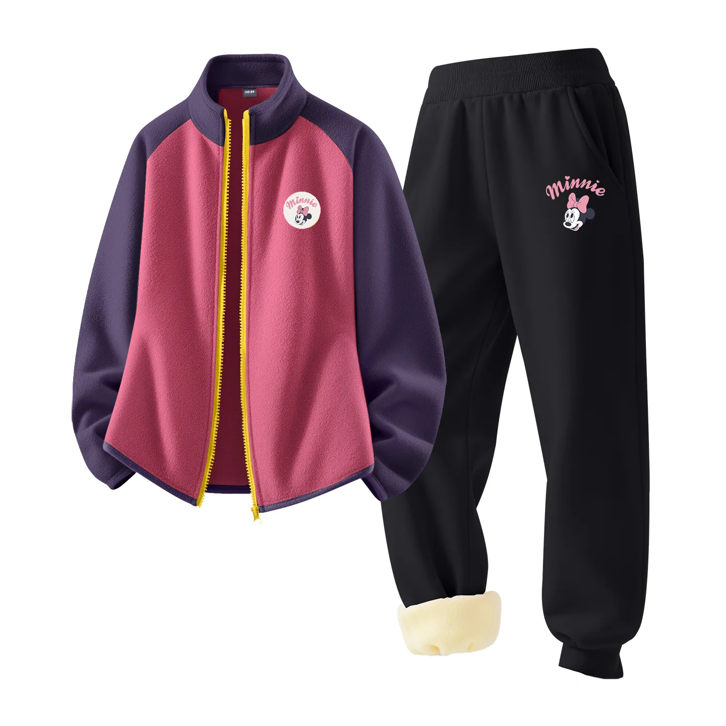 Детский спортивный костюм с круглым вырезом Disney, [Thickened and Fleece-Lined]Dini Medium Round Hook-and-Loop K Red Purple+Di Tiao Yan K Gray — фото 3