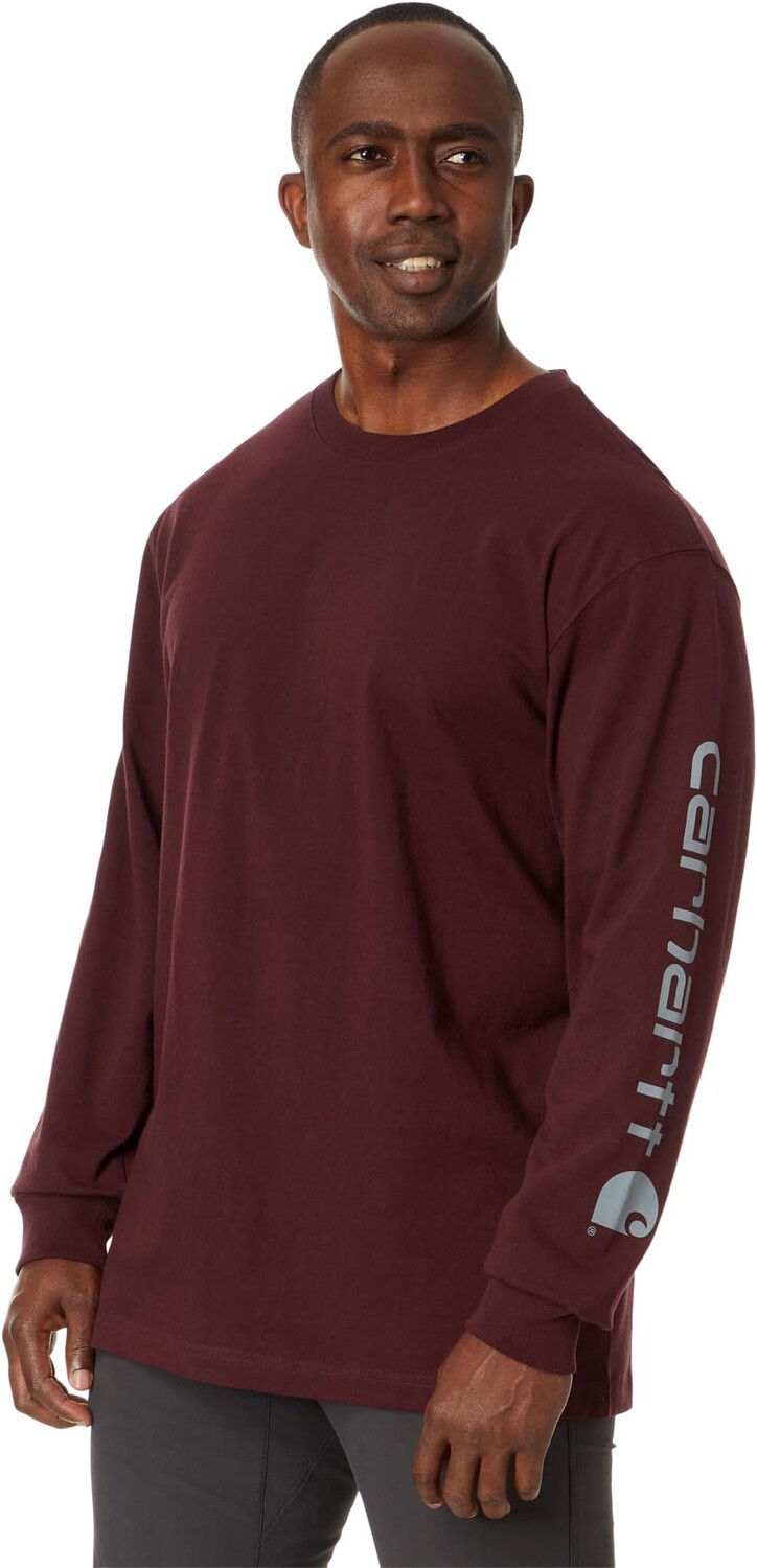 

Футболка L/S с фирменным логотипом на рукавах Carhartt, цвет Port
