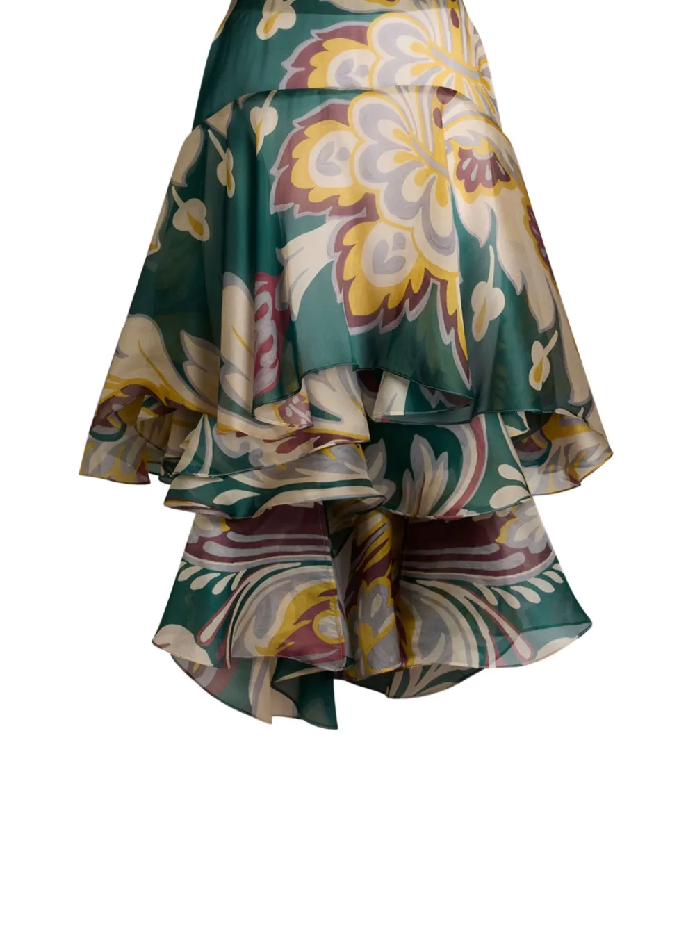Юбка асимметричного кроя с оборками ETRO, зеленый — фото 2