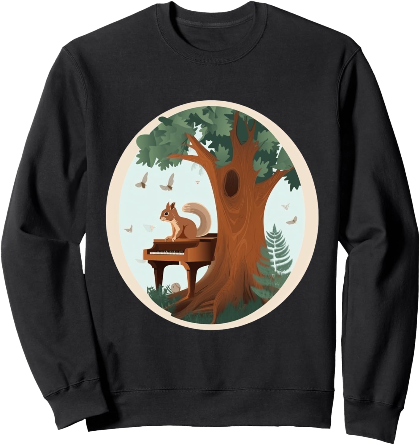 

Толстовка в стиле коттеджкор с изображением белки, играющей на пианино в лесу Cute Cottagecore Aesthetic Nature Designs, черный
