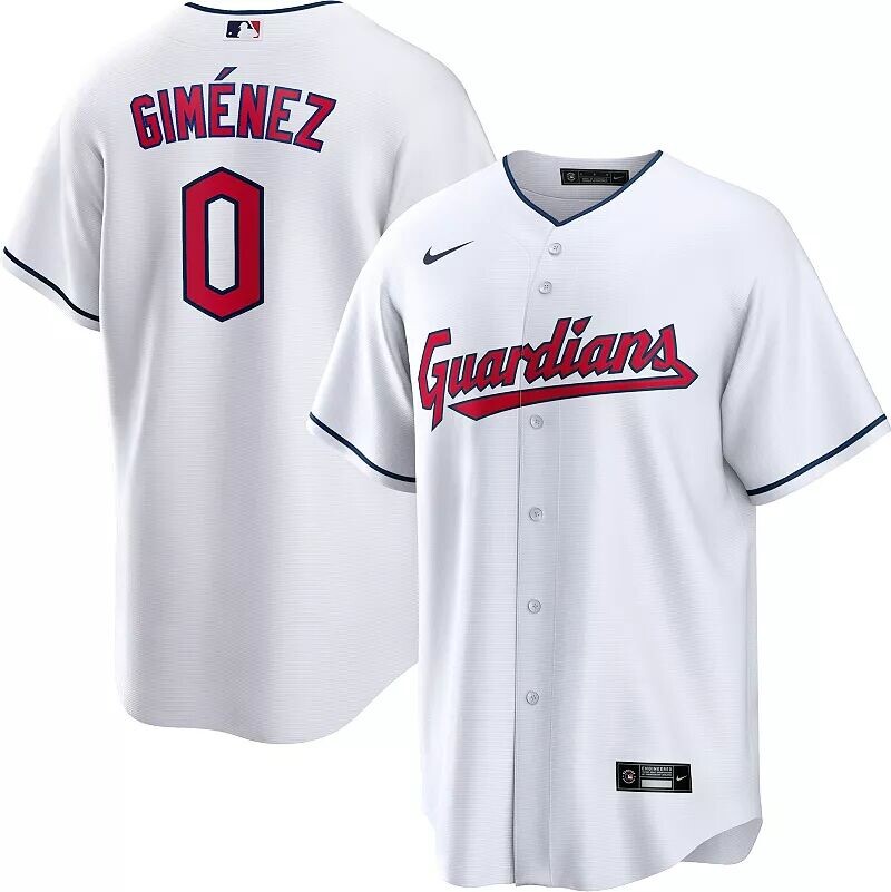 

Мужская белая домашняя майка Nike Cleveland Guardians Andrés Giménez #0