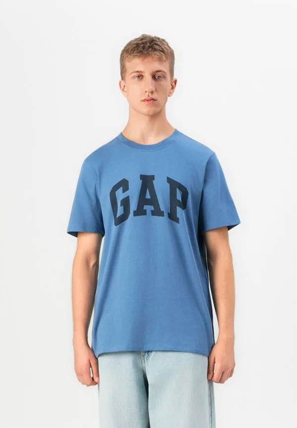 Повседневная мягкая базовая футболка с логотипом Gap, Bainbridge Blue