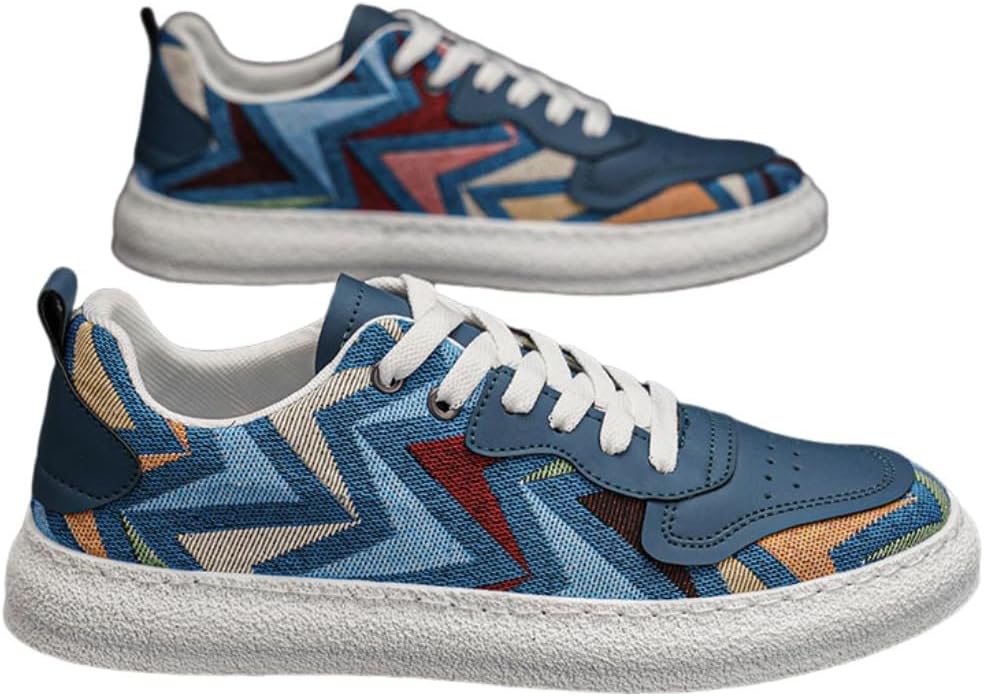 

Мужские повседневные кроссовки для ходьбы с мягкой подошвой, удобные обувь с модными принтами, низкие кроссовки из ткани Lexamen, синий