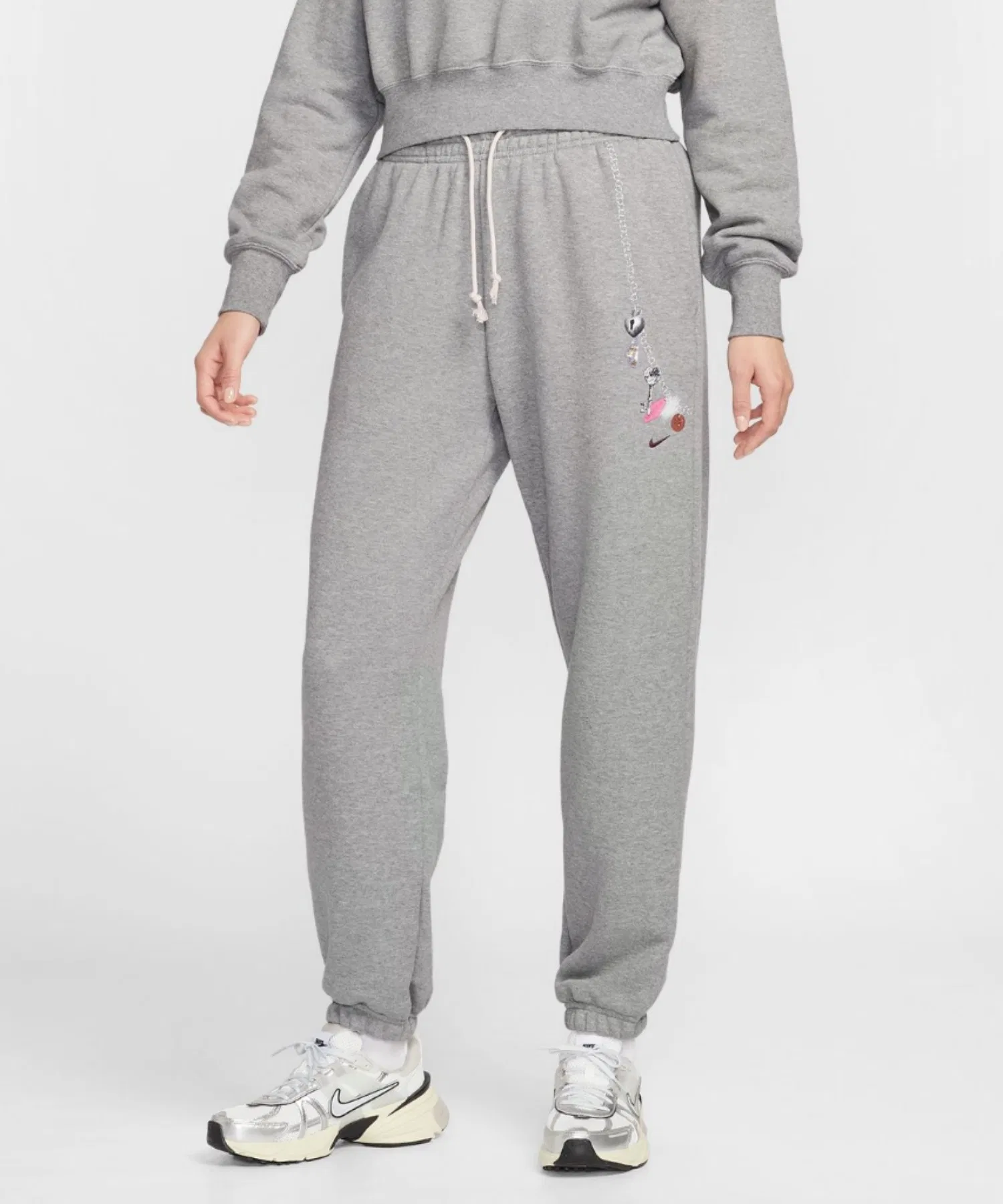 Женские флисовые брюки с высокой талией и свободным кроем Nike Sportswear IQ3941-063, цвет «Карбоновый меланж»