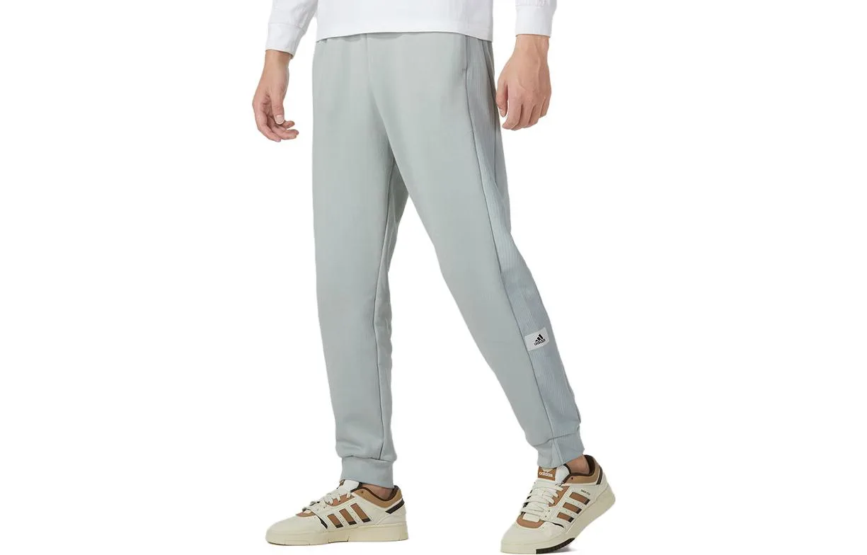Adidas Вязаные спортивные штаны мужские серо-зеленые — фото 3
