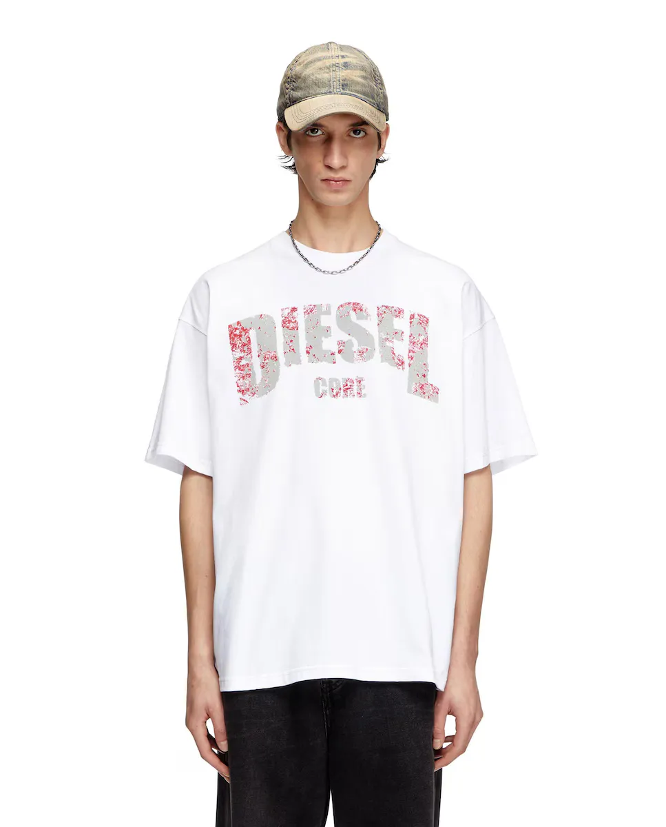 

Мужская футболка из хлопка с короткими рукавами Diesel, белый
