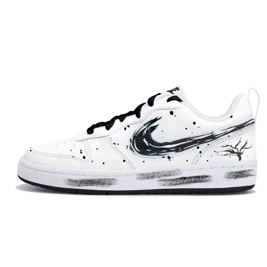 

Кроссовки для скейтбординга Court Borough Ink Cherry Blush Snow Low top Kids' для подростков Nike, черный/белый