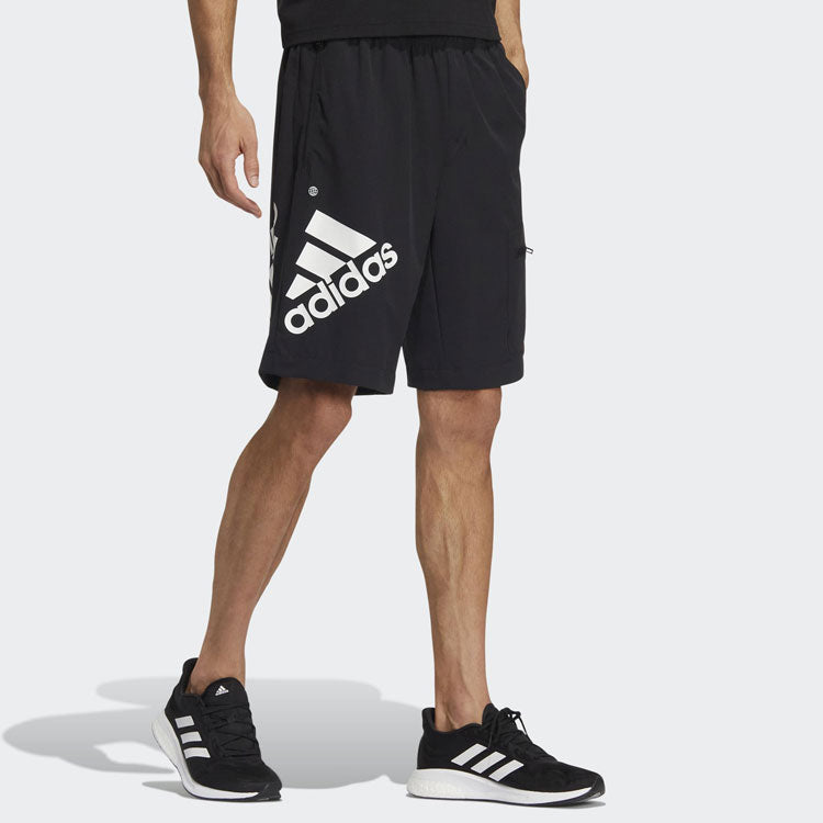Шорты Men's adidas Solid Color Alphabet Logo Straight Sports Shorts Black HE7417 — фото 3