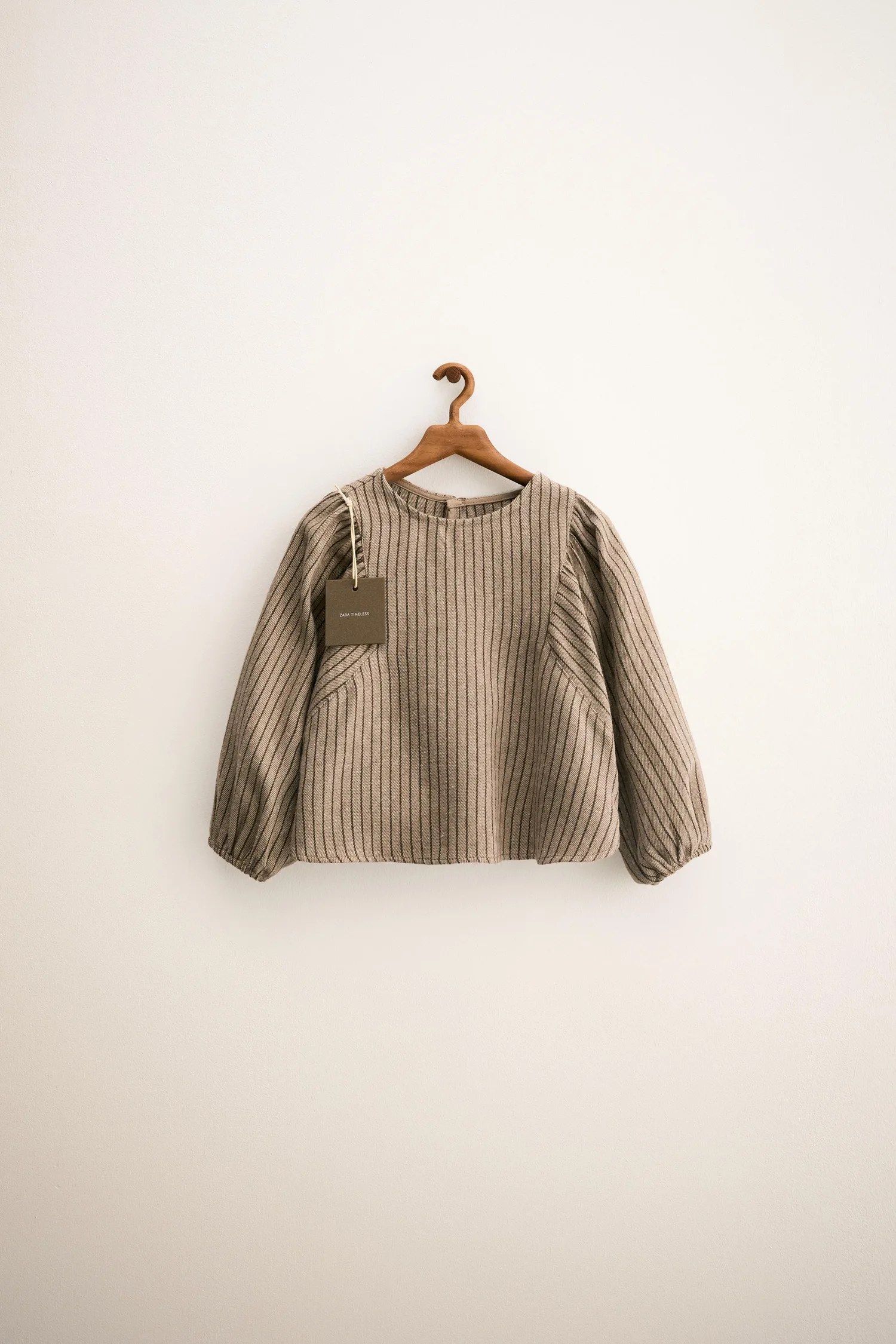 Zara timeless - полосатая блузка оверсайз, коричневый