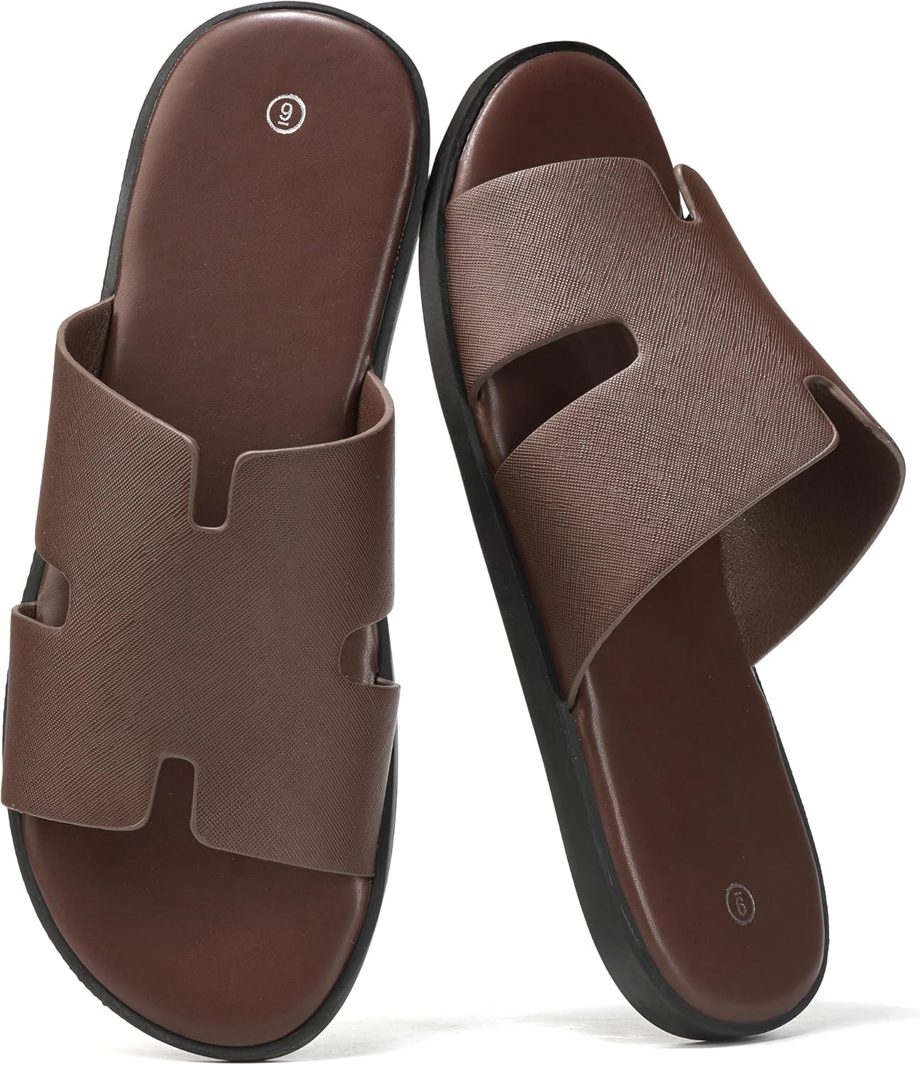 

Мужские летние сандалии SoleilSandal из кожи, удобные сандалии на плоской подошве с мягкой стелькой из мемори-пены, резиновая подошва, нескользящие, повседневные модные шлепанцы, Coffee