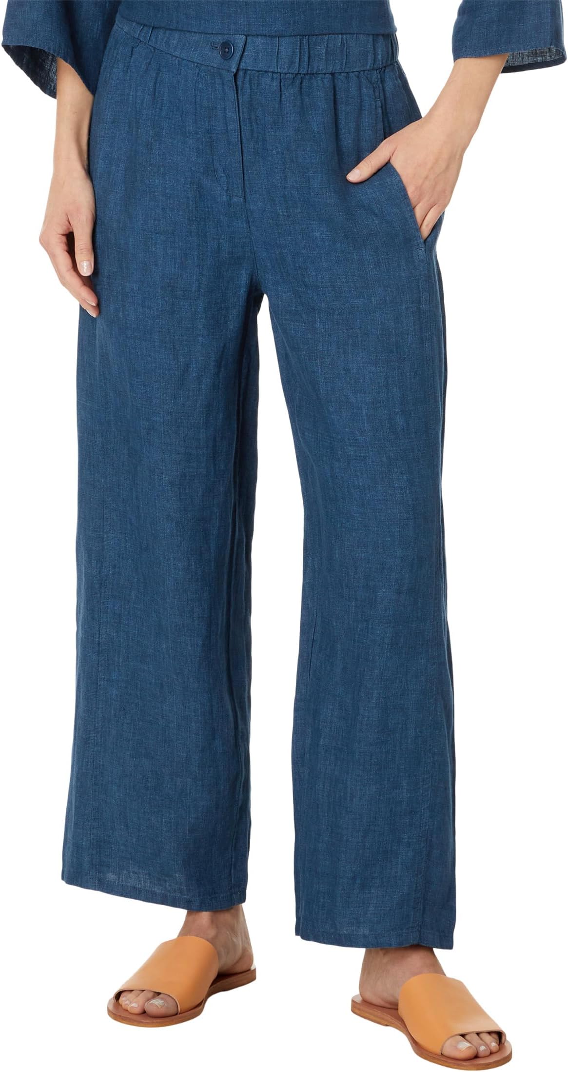 

Брюки Eileen Fisher Petite Wide Ankle Pants, цвет Atlantis