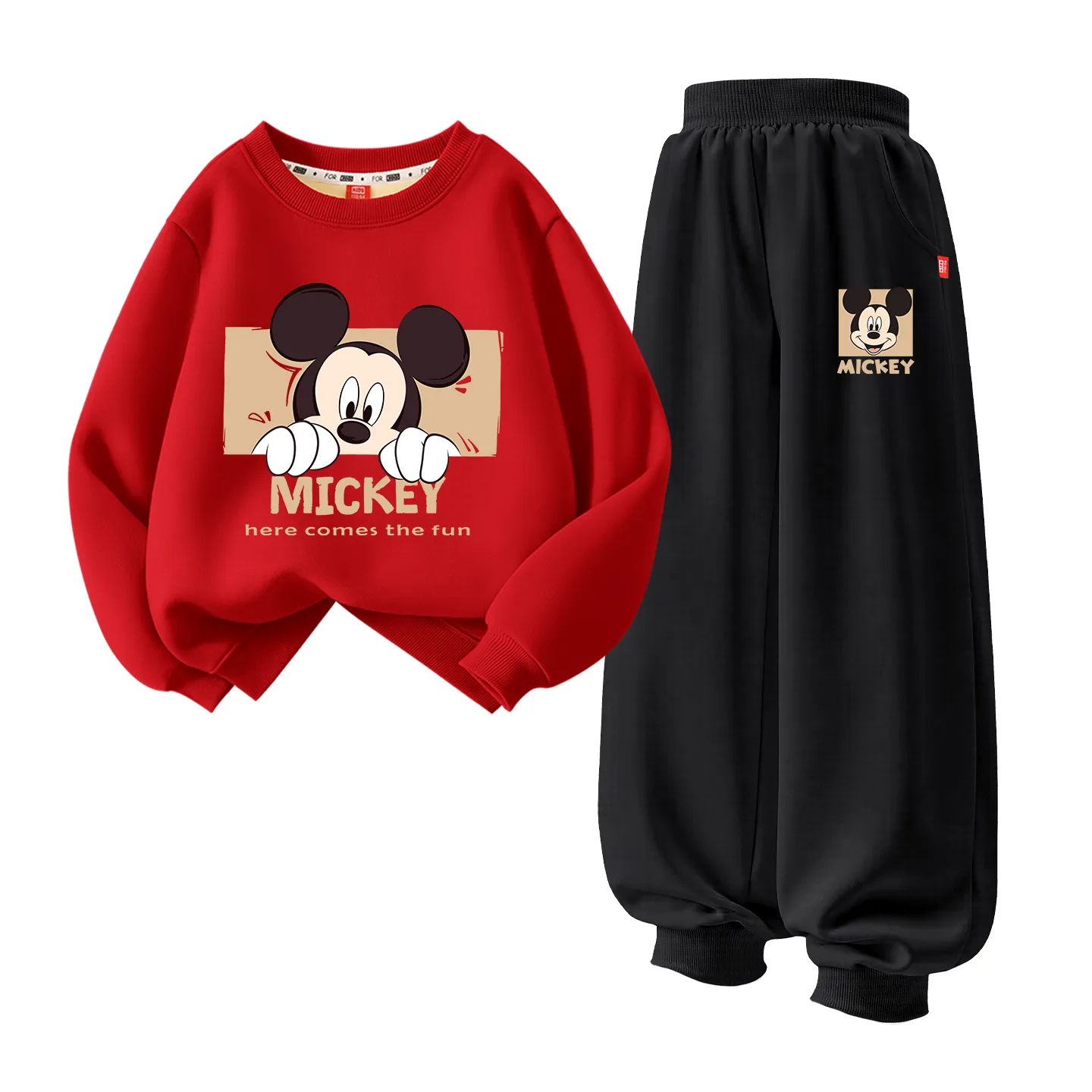 Детский спортивный комплект Casual Sportswear из 2 предметов Disney, [Thickened and Fleece-Lined]Di Online Red+Di Joy K Gray — фото 3