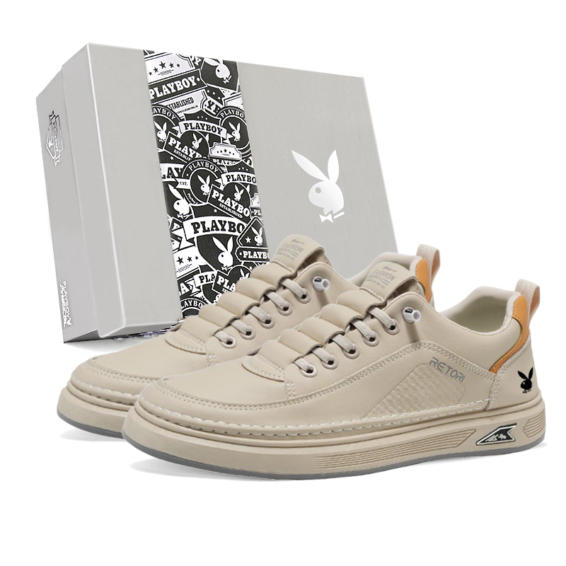 

Playboy Мужские низкие скейтерские кеды бежевые, цвет Beige