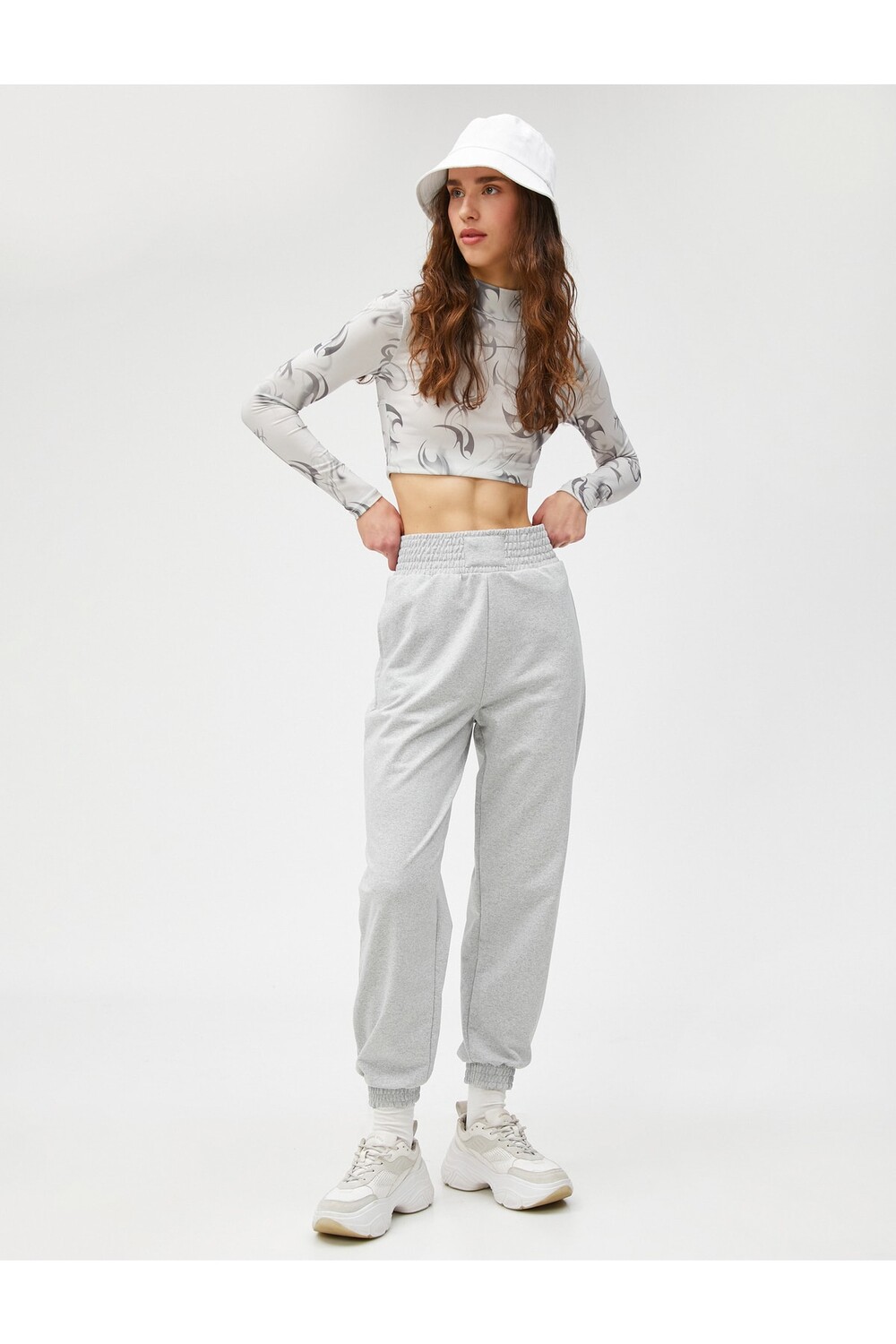 

Спортивные штаны Jogger с карманами и высокой талией Koton, серый