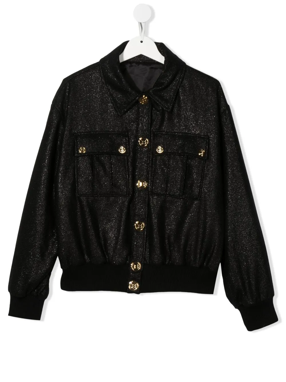 

Бомбер с блестками Balmain Kids, черный