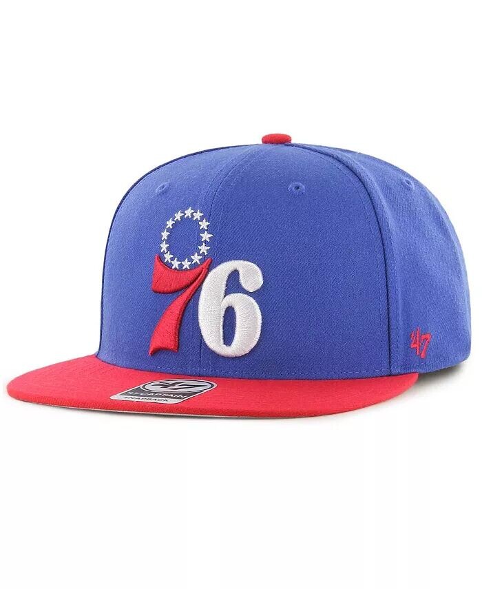 

Мужская королевская, красная бейсболка Philadelphia 76ers двухцветная No Shot Captain Snapback '47 Brand
