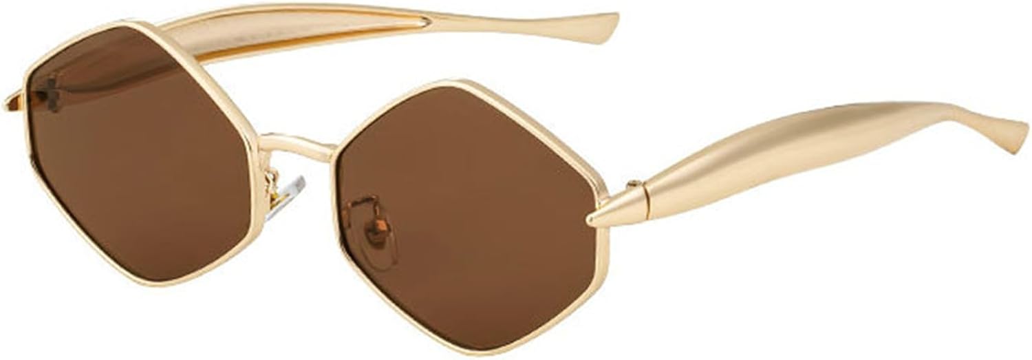 

Женские солнцезащитные очки Hexagon Punk 2025, роскошные винтажные классические металлические многоугольные солнцезащитные очки для женщин, защита от УФ-излучения UV400 helena, C6