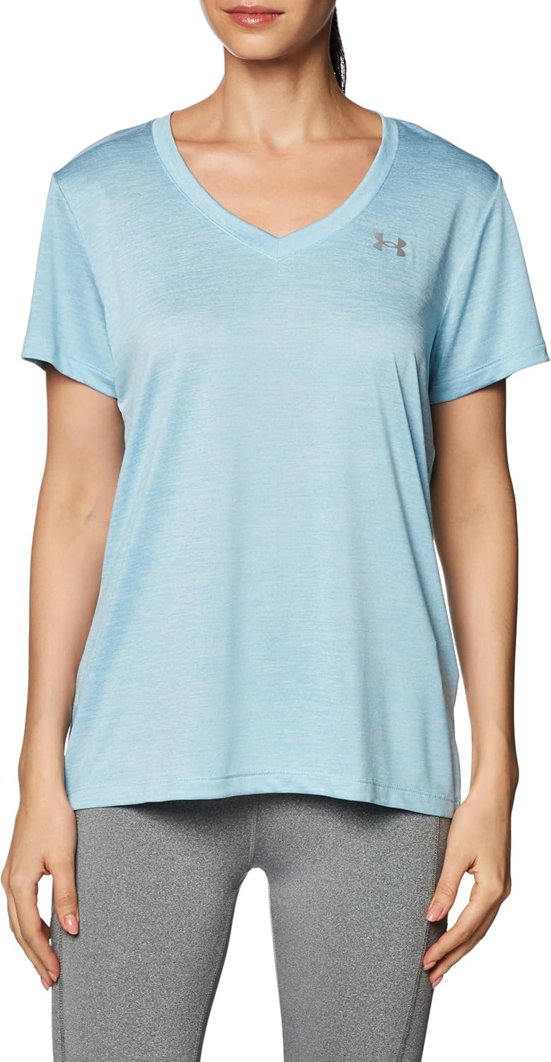 

Under Armour Женская Футболка Tech V-Neck Twist с Коротким Рукавом, (490) Blizzard/White/Metallic Silver, Белый, Under Armour Женская Футболка Tech V-Neck Twist с Коротким Рукавом, (490) Blizzard/White/Metallic Silver