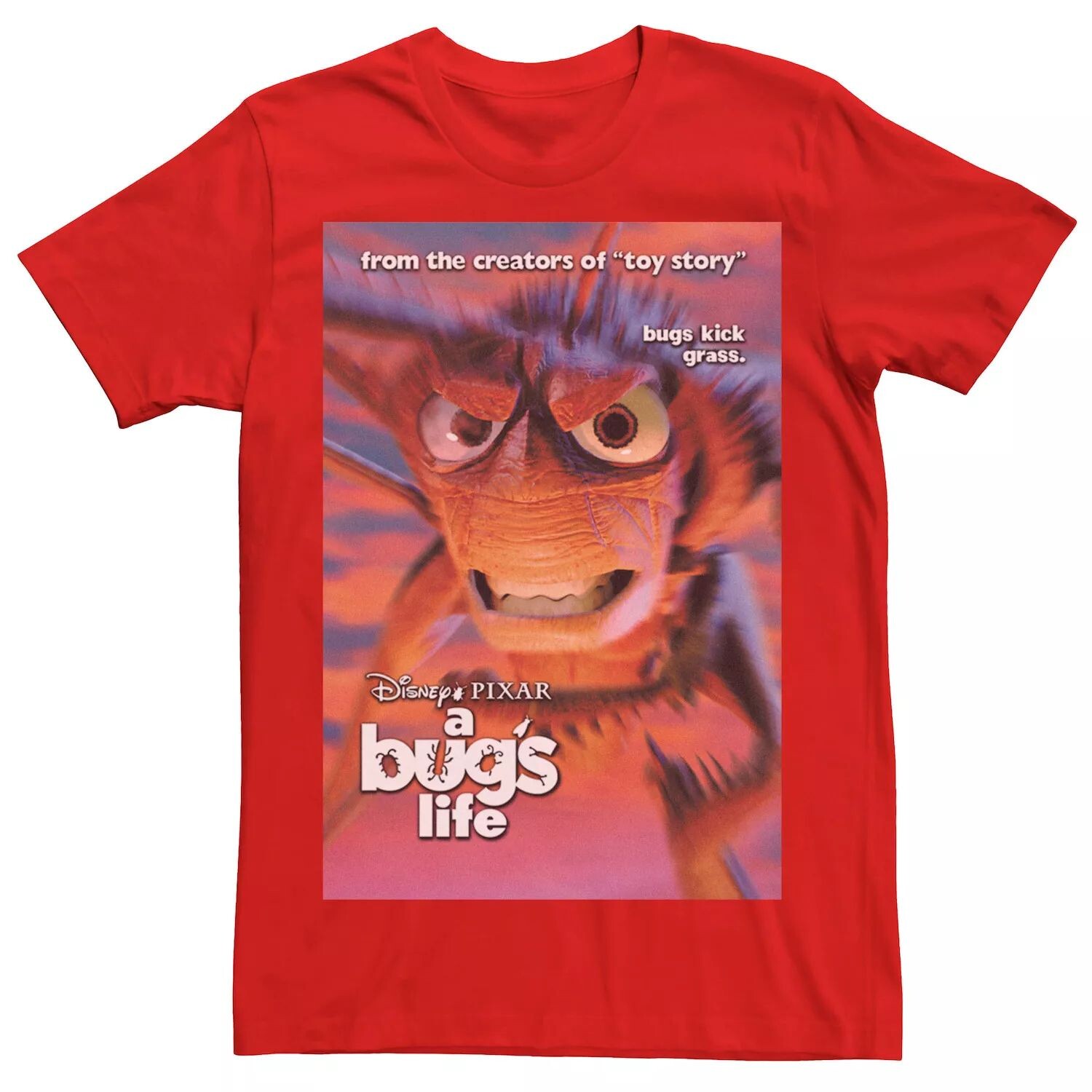 

Мужская футболка A Bug's Life Hopper Bugs Kick Grass с плакатом Disney / Pixar