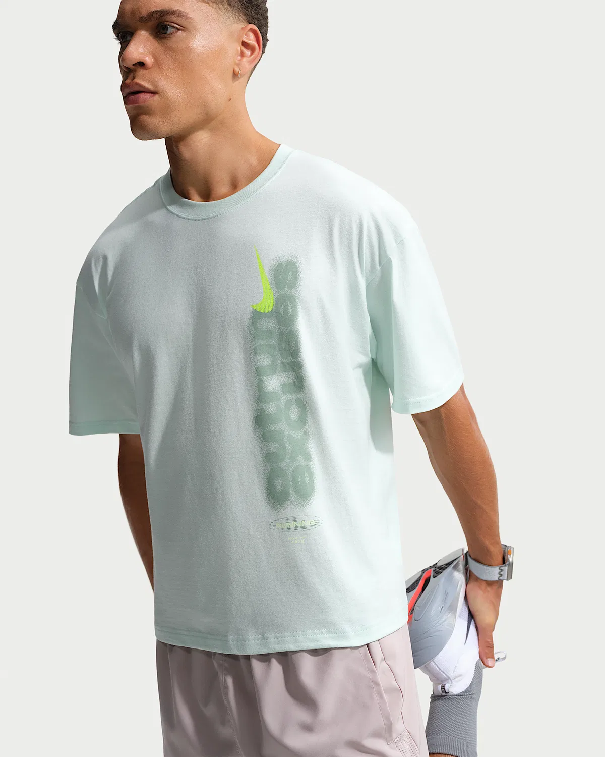 Мужская футболка для бега с коротким рукавом Nike, Barely Green/Steam — фото 3