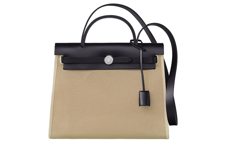 

HERMES Herbag Zip Canvas With Leather, наплечная сумка через плечо, унисекс, India Blue/Trench Gray