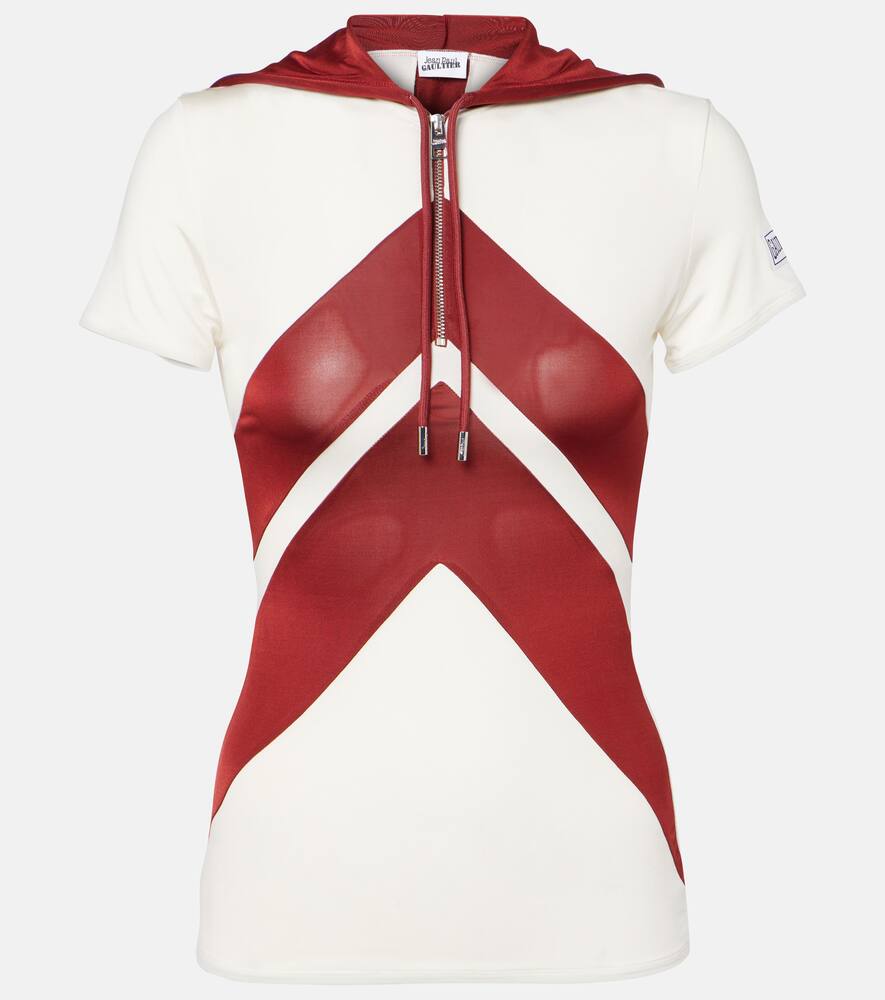 

Толстовка с капюшоном в шеврон Jean Paul Gaultier, White/Burgundy