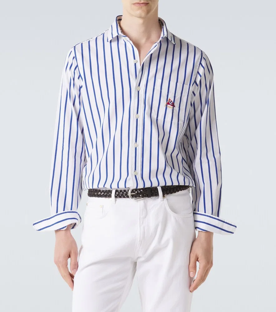Полосатая хлопковая рубашка Polo Ralph Lauren, белый — фото 3