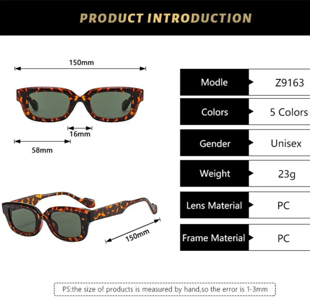 

Модные квадратные солнцезащитные очки 2027 года для женщин и мужчин, ретро-очки в маленькой оправе, трендовые очки с защитой от УФ-излучения UV400 MTZJH, Black Grey